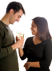 Young couple, toasting with champagne