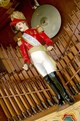 Close up detail of a vintage fairground steam organ