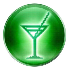 wine-glass icon green, isolated on white background