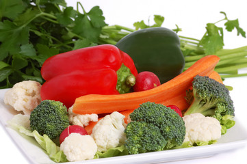 Fresh vegetables on the white background