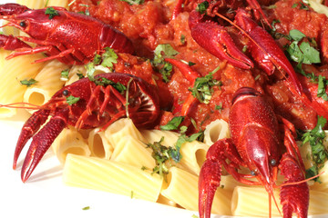 pasta with crawfish and tomato sauce