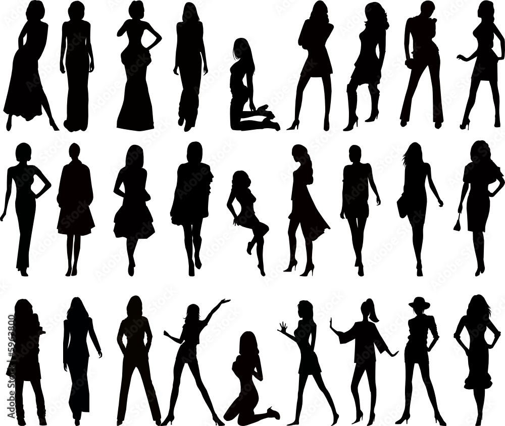 Wall mural Fashion girls silhouettes