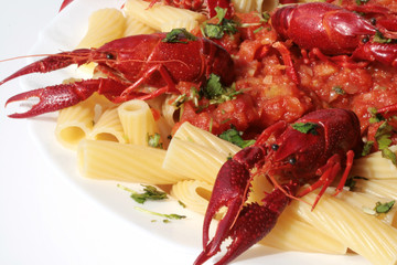 pasta with crawfish and tomato sauce