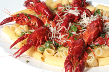 pasta with crawfish and tomato sauce