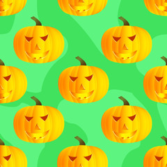 halloween background with pumpkins - seamless vector wallpaper