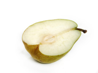 The ripe juicy pear with white background