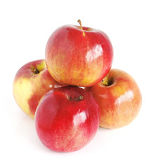 Pile red apple with white background.