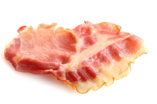 fried slice of bacon, on white background