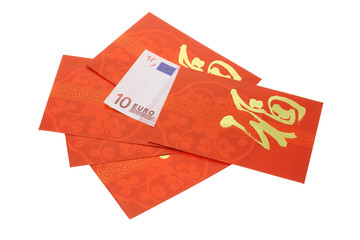 Chinese New Year red packets and Euro currency notes