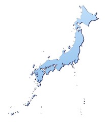 Japan map filled with light blue gradient