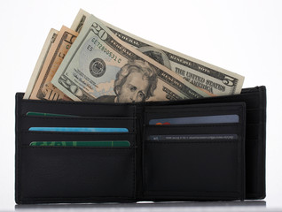 wallet and dollars