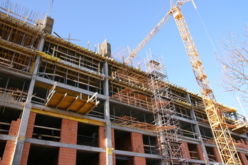 Shopping center construction with crane