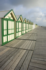 Beach huts on the sea front picardy france.
