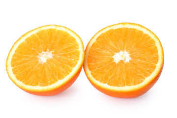two slice of orange isolated on white