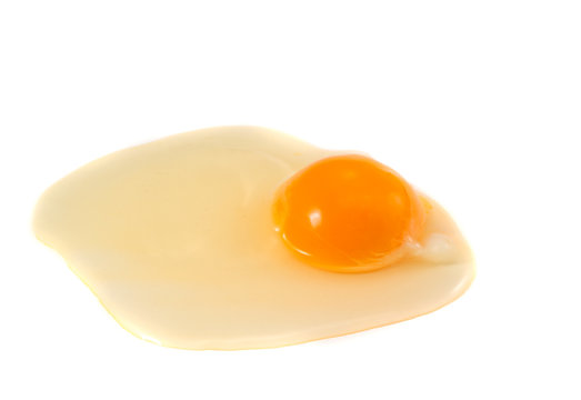 Crude egg on a white background