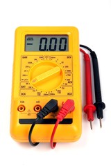 Yellow multimeter on white