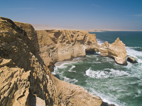 "La Catedral" Cliff in the Paracas nature park in Peru