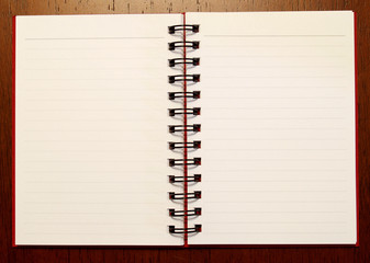 Open note book showing 2 pages1