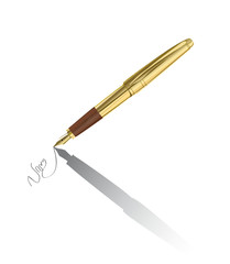 Vector realistic gold pen signing contract