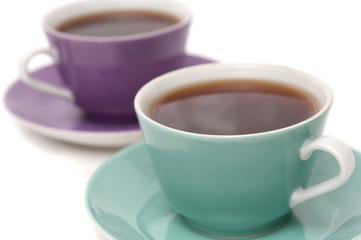 Two beautiful cups from coffee on a white background