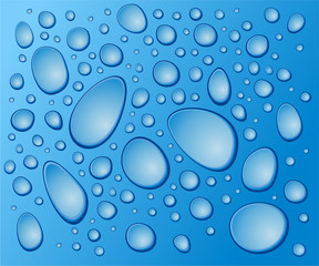 blue drops on the glass