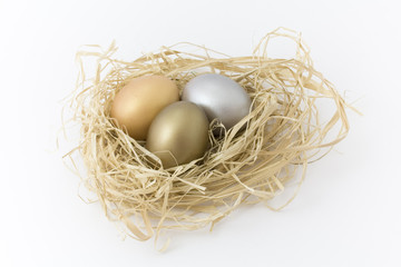 Bronze, silver and golden  eggs