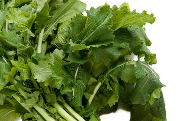 Bunch of vibrant green turnip greens 