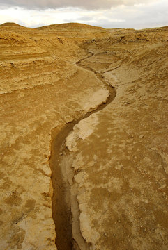 A dried-up stream in the desert