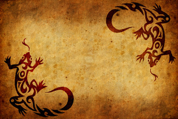 old paper background with tribal signs