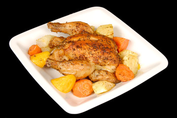Oven Roasted Cornish Hen with Root Vegetables