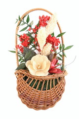 Fototapeta na wymiar Decorative Dried flowers at basket