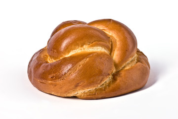 food series: still life with wicker bun over white