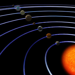 schematical image of the solar system. .With Clipping Path