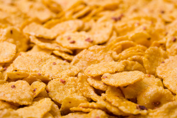 Macro of cornflakes, food background