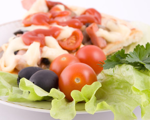 Pizza with vegetables close up