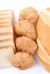 Fresh Bread from bakery on white background .