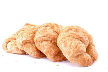 Delicious Croissant bread on white background .