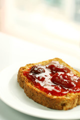 Strawberrry jam on toast