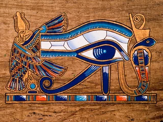 Fotobehang Egypte Egyptische papyrus, Horus Eye