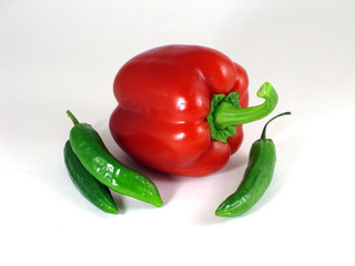 Color peppers isolated on white