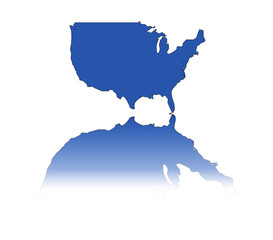 Fototapeta premium A simple illustration of the USA reflected in blue.