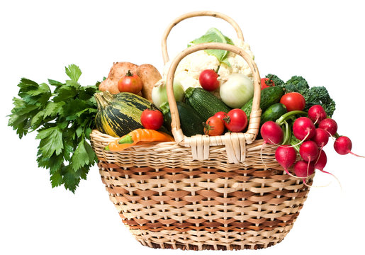 spring  fresh and ripe vegetables in the basket