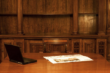 Laptop in classic room