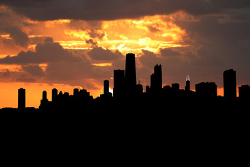 Fototapeta na wymiar Chicago Skyline at sunset