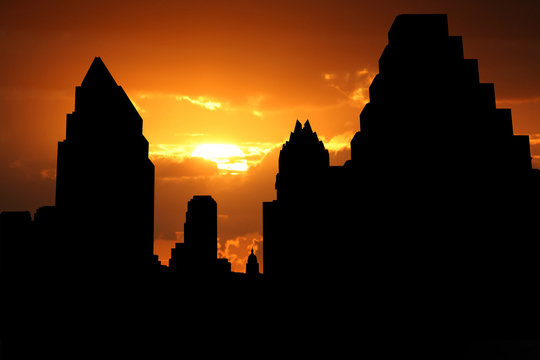 Austin Skyline At Sunset