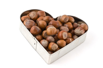 hazelnuts in heart shaped form