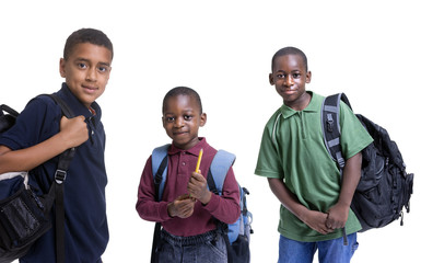 A group of african american students ready for school. 