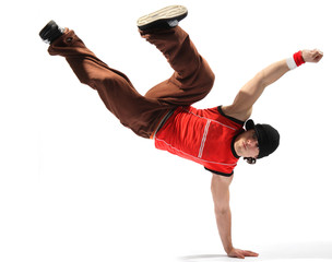 cool looking breakdancer posing on a isolated background