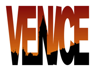 Venice text with Campanile