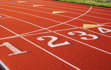 Numbered lanes on a track.